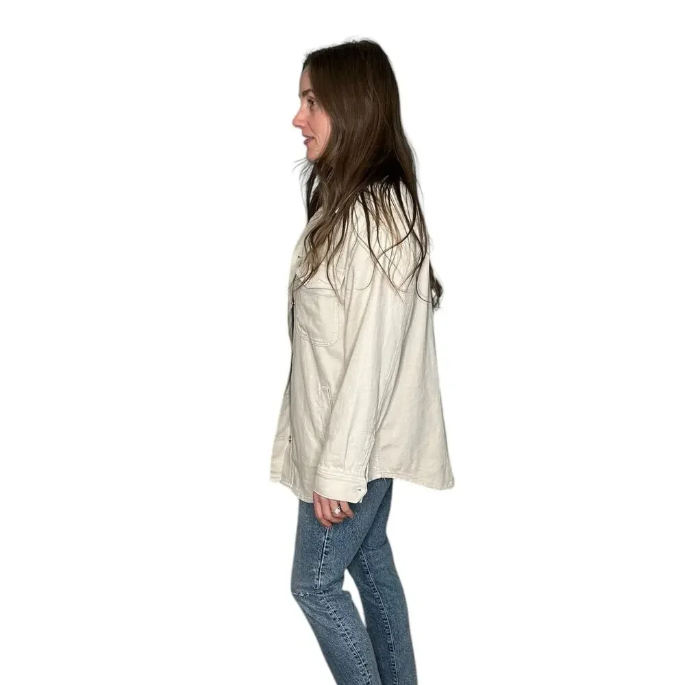 FAVORITE DAUGHTER‎ The Dad Shacket Bone White Oversized Button Down Shirt Size S